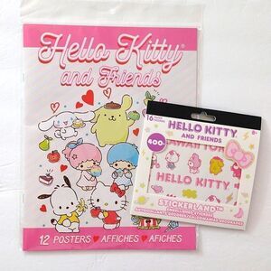 Hello Kitty and Friends Stickerland Sticker Book and Posters Lot NWT